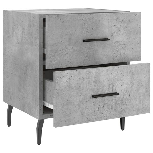 vidaXL Κομοδίνα 2 τεμ. Γκρι Σκυροδεμ. 40 x 35 x 47,5 εκ. Επεξεργ. Ξύλο