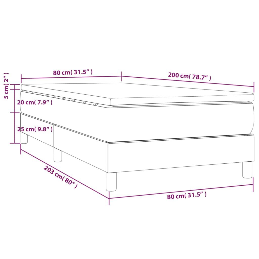 vidaXL Κρεβάτι Boxspring με Στρώμα Μπλε 80x200 εκ. Υφασμάτινο