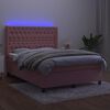 vidaXL &Kappa;&rho;&epsilon;&beta;ά&tau;&iota; Boxspring &mu;&epsilon; &Sigma;&tau;&rho;ώ&mu;&alpha; & LED &Rho;&omicron;&zeta; 140x190 &epsilon;&kappa;. &Beta;&epsilon;&lambda;&omicron;ύ&delta;&iota;&nu;&omicron;