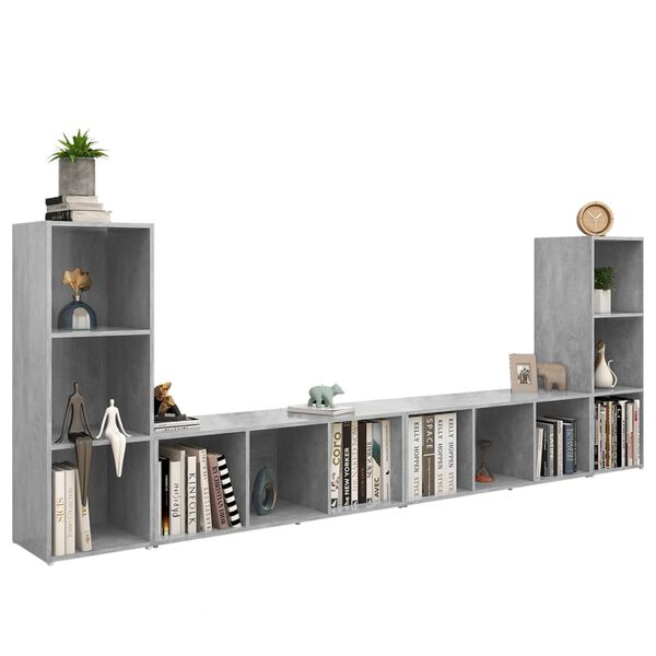 vidaXL Έπιπλα Τηλεόρασης 4 τεμ. Γκρι Σκυρ. 107x35x37 εκ. Μοριοσανίδα