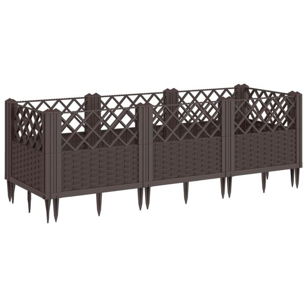 vidaXL Ζαρντινιέρα με Πασσάλους Καφέ 123,5x43,5x43,5εκ. Πολυπροπυλένιο