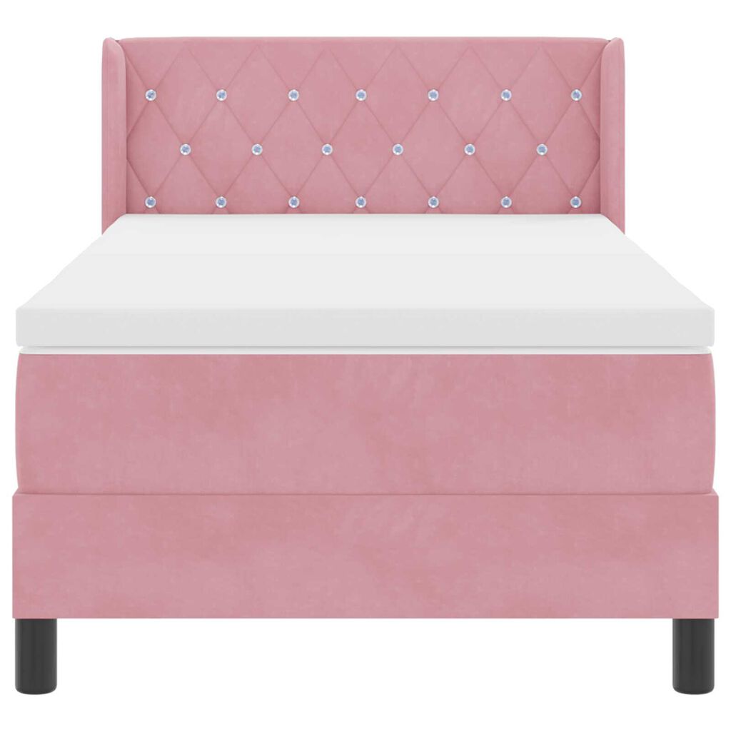 Κρεβάτι Box Spring με Στρώμα vidaXL Ροζ 90x190 εκ. Βελούδο