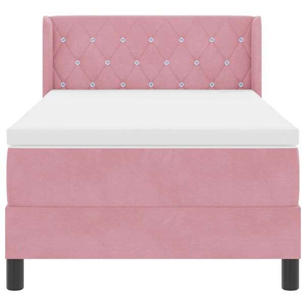 Κρεβάτι Box Spring με Στρώμα vidaXL Ροζ 90x190 εκ. Βελούδο