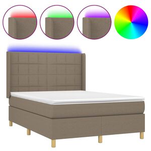vidaXL &Kappa;&rho;&epsilon;&beta;ά&tau;&iota; Boxspring &mu;&epsilon; &Sigma;&tau;&rho;ώ&mu;&alpha; & LED Taupe 140x190 &epsilon;&kappa;. &Upsilon;&phi;&alpha;&sigma;&mu;ά&tau;&iota;&nu;&omicron;