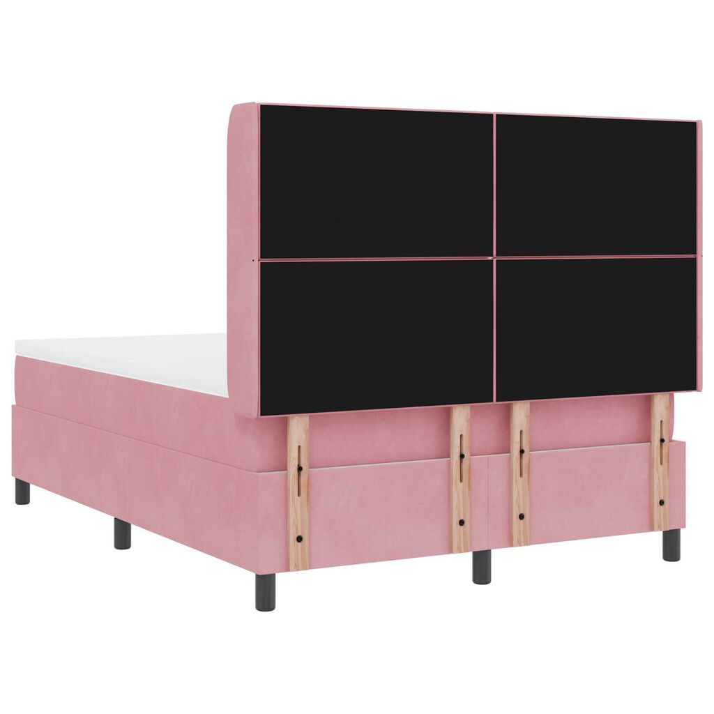 vidaXL Κρεβάτι Box Spring με Στρώμα Ροζ 140x200 εκ. Βελούδο