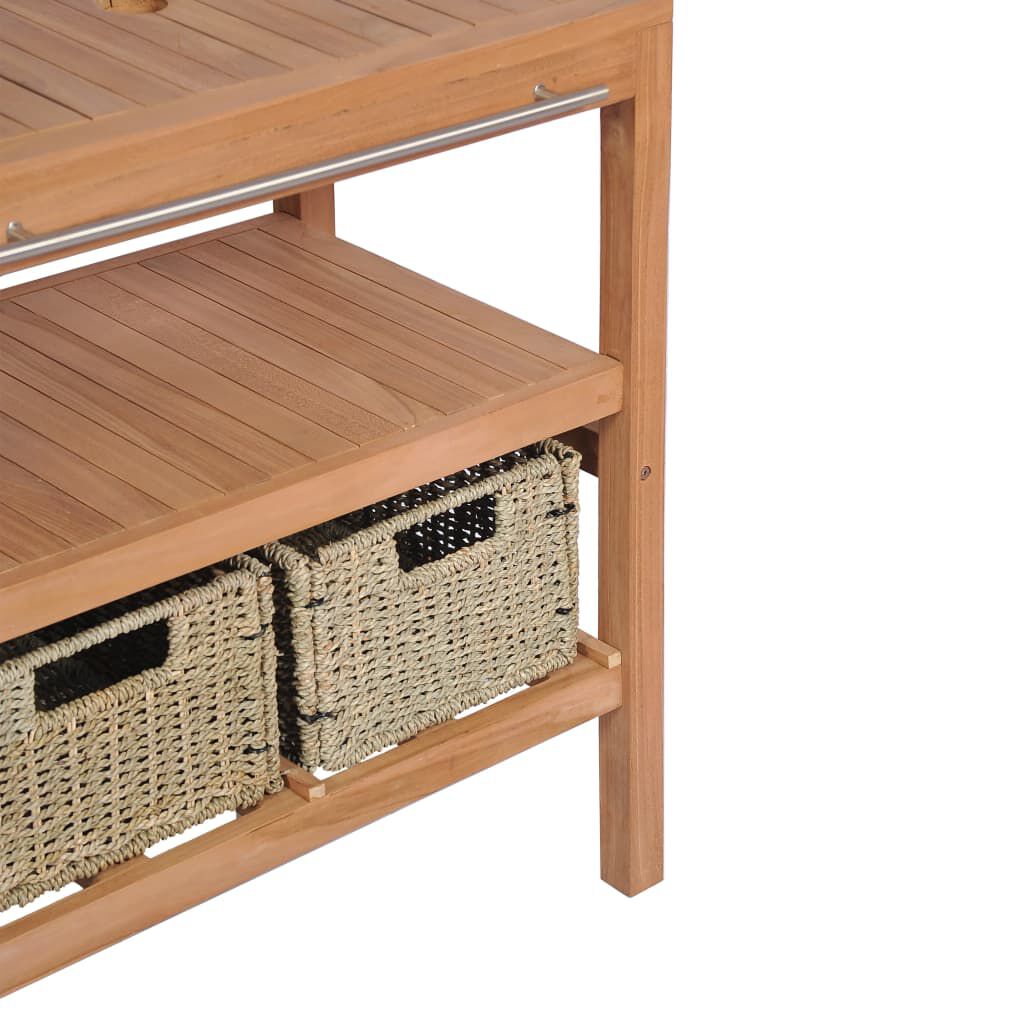 vidaXL Έπιπλο Μπάνιου 132x45x75 εκ. από Μασίφ Ξύλο Teak με 4 Καλάθια