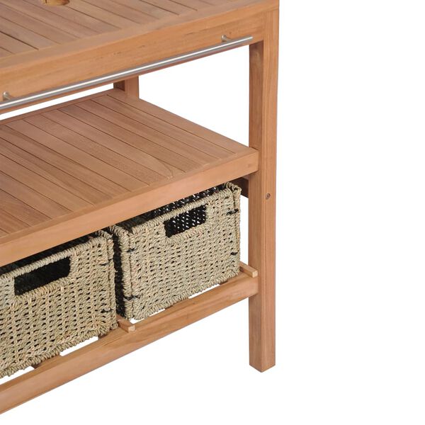 vidaXL Έπιπλο Μπάνιου 132x45x75 εκ. από Μασίφ Ξύλο Teak με 4 Καλάθια