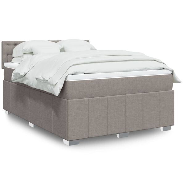 vidaXL &Kappa;&rho;&epsilon;&beta;ά&tau;&iota; Boxspring &mu;&epsilon; &Sigma;&tau;&rho;ώ&mu;&alpha; Taupe 140x190 &epsilon;&kappa;. &Upsilon;&phi;&alpha;&sigma;&mu;ά&tau;&iota;&nu;&omicron;