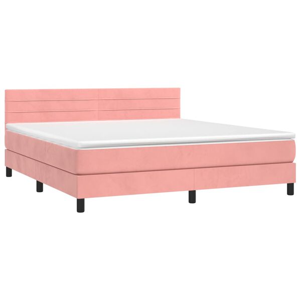 vidaXL &Kappa;&rho;&epsilon;&beta;ά&tau;&iota; Boxspring &mu;&epsilon; &Sigma;&tau;&rho;ώ&mu;&alpha; & LED &Rho;&omicron;&zeta; 160x200 &epsilon;&kappa;. &Beta;&epsilon;&lambda;&omicron;ύ&delta;&iota;&nu;&omicron;