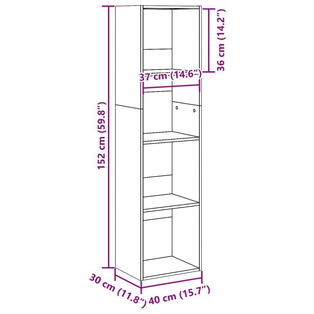 vidaXL Βιβλιοθήκη Γκρι Σκυροδέματος 40x30x152 εκ. Επεξεργ. Ξύλο