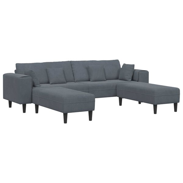 vidaXL Βελούδινος καναπές 3 pcs Σκούρο Γκρι 208 εκ. Βελούδο