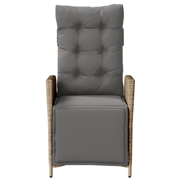 vidaXL Καρέκλα Κήπου Ανακλινόμενη Μικτό Μπεζ Συνθ. Ρατάν με Υποπόδιο