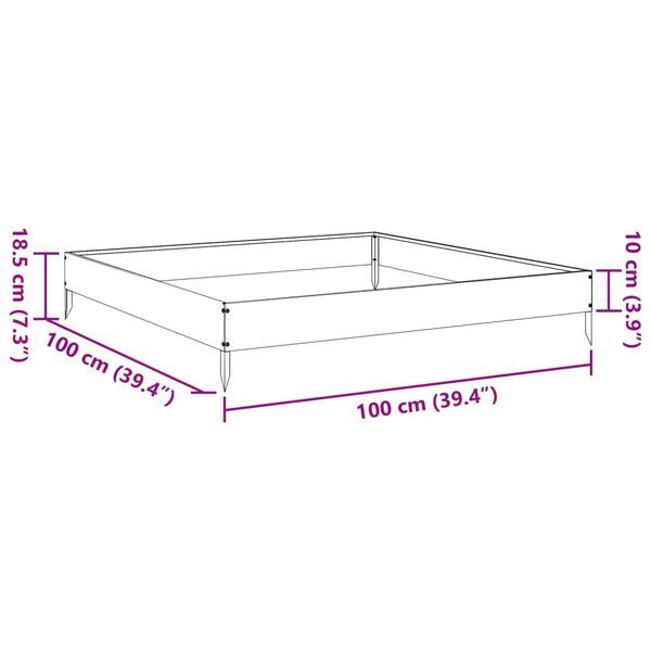 vidaXL Ζαρντινιέρα Υπερυψωμένη Λαδί 100x100x18,5 εκ. Ατσάλι