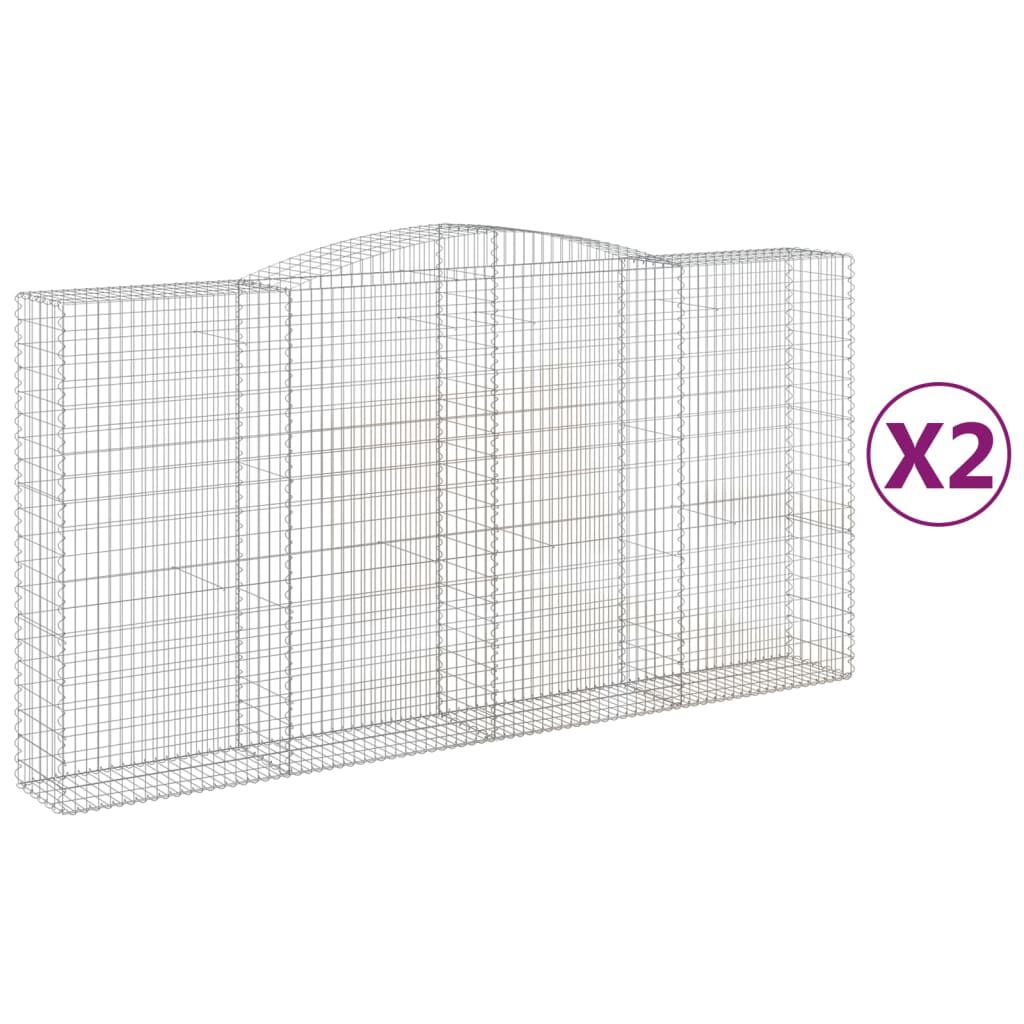 vidaXL Συρματοκιβώτια Τοξωτά 2 τεμ. 400x50x200/220 εκ. Γαλβαν. Ατσάλι
