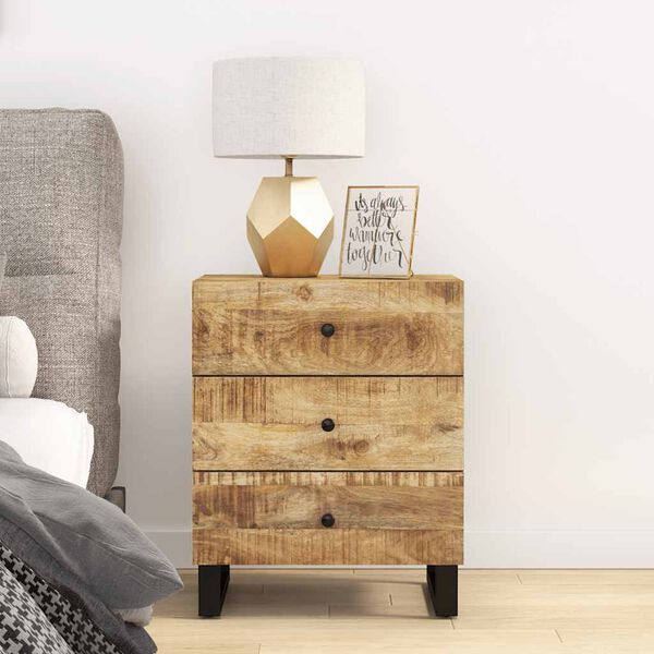 vidaXL Κομοδίνο 50x33x62 εκ. Μασίφ Ξύλο Μάνγκο & Επεξεργασμένο Ξύλο