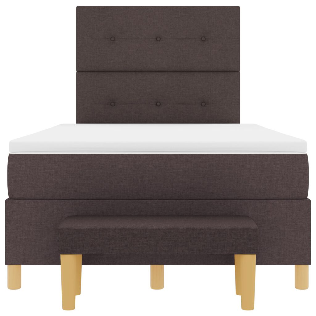 vidaXL Κρεβάτι Box Spring με Στρώμα & Πάγκο Σκούρο Καφέ 120x200 εκ. Υφάσματος