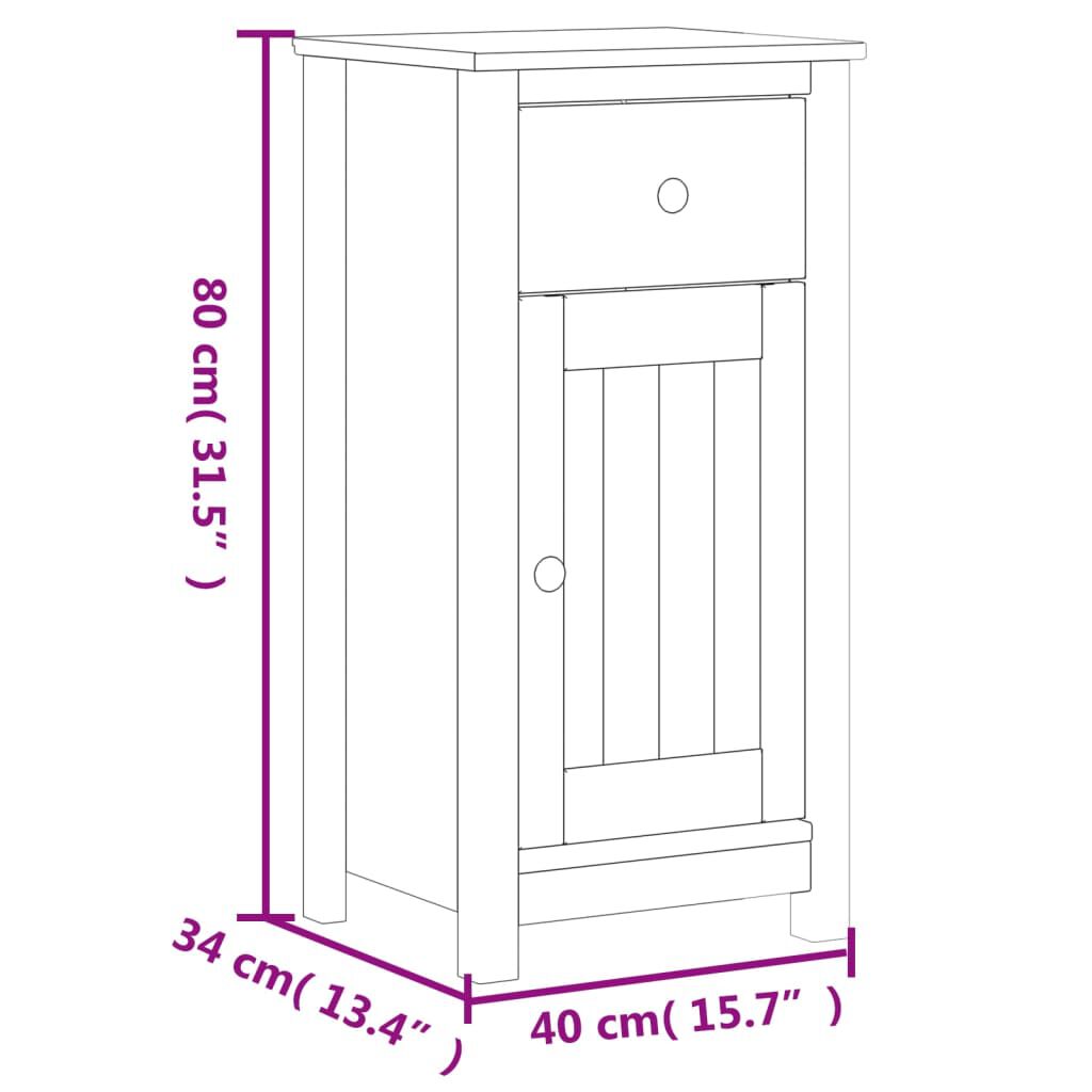 vidaXL Ντουλάπι Μπάνιου BERG Λευκό 40 x 34 x 80 εκ. Μασίφ Ξύλο Πεύκου