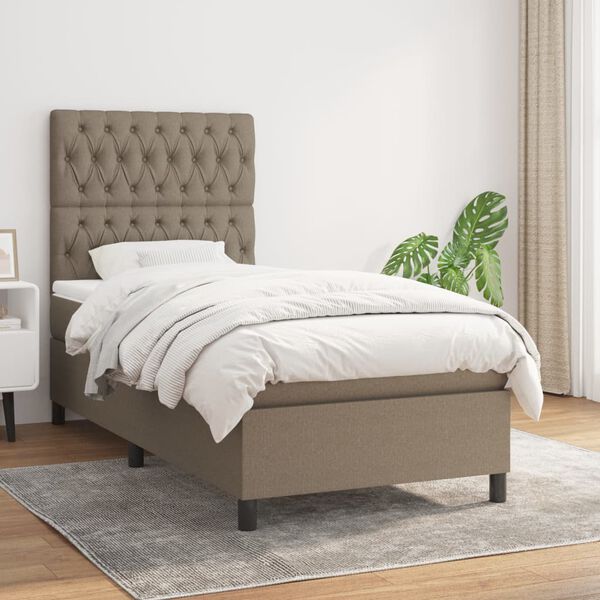vidaXL &Kappa;&rho;&epsilon;&beta;ά&tau;&iota; Boxspring &mu;&epsilon; &Sigma;&tau;&rho;ώ&mu;&alpha; Taupe 100 x 200 &epsilon;&kappa;. &Upsilon;&phi;&alpha;&sigma;&mu;ά&tau;&iota;&nu;&omicron;