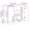vidaXL Κομοδίνο με ράφι Μαύρη Οξυά 90 x 32 x 75 εκ Επεξεργασμένο ξύλο