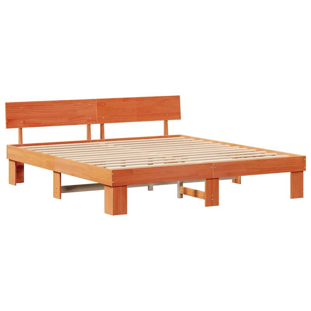 vidaXL Σκελετός Κρεβατιού Καφέ κεριού 200 x 200 cm Μασίφ ξύλο πεύκου