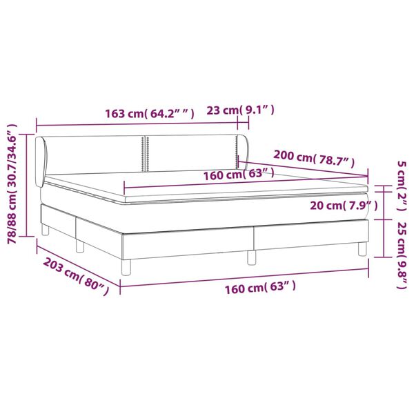 vidaXL Κρεβάτι Boxspring με Στρώμα Λευκό 160x200εκ.από Συνθετικό Δέρμα