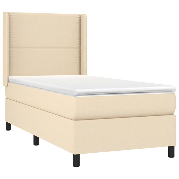 vidaXL &Kappa;&rho;&epsilon;&beta;ά&tau;&iota; Boxspring &mu;&epsilon; &Sigma;&tau;&rho;ώ&mu;&alpha; &Kappa;&rho;&epsilon;&mu; 90x190 &epsilon;&kappa;.&Upsilon;&phi;&alpha;&sigma;&mu;ά&tau;&iota;&nu;&omicron;