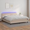 vidaXL Κρεβάτι Boxspring Στρώμα&LED Καπουτσίνο 160x200 εκ. Συνθ. Δέρμα