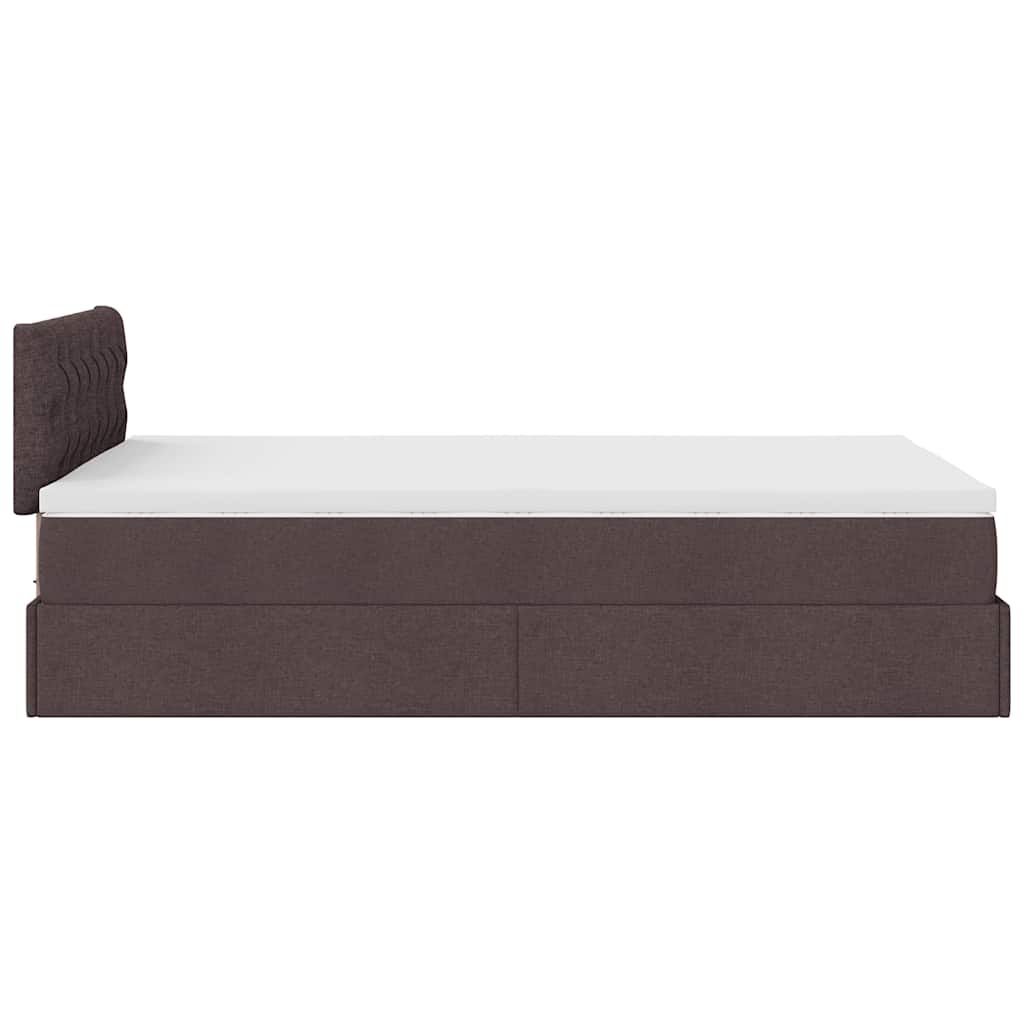 vidaXL Ottoman Κρεβάτι με Στρώμα Σκούρο Καφέ 120x200cm Ύφασμα