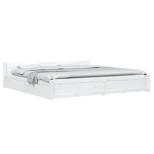 vidaXL Πλαίσιο Κρεβατιού με Συρτάρια Λευκό 200 x 200 εκ.
