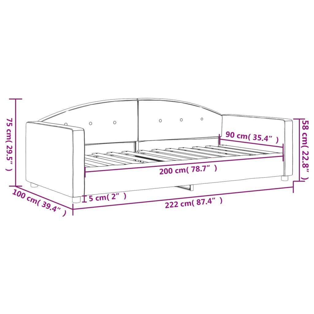 vidaXL Καναπές Κρεβάτι Σκούρο Γκρι 90 x 200 εκ. Βελούδινος