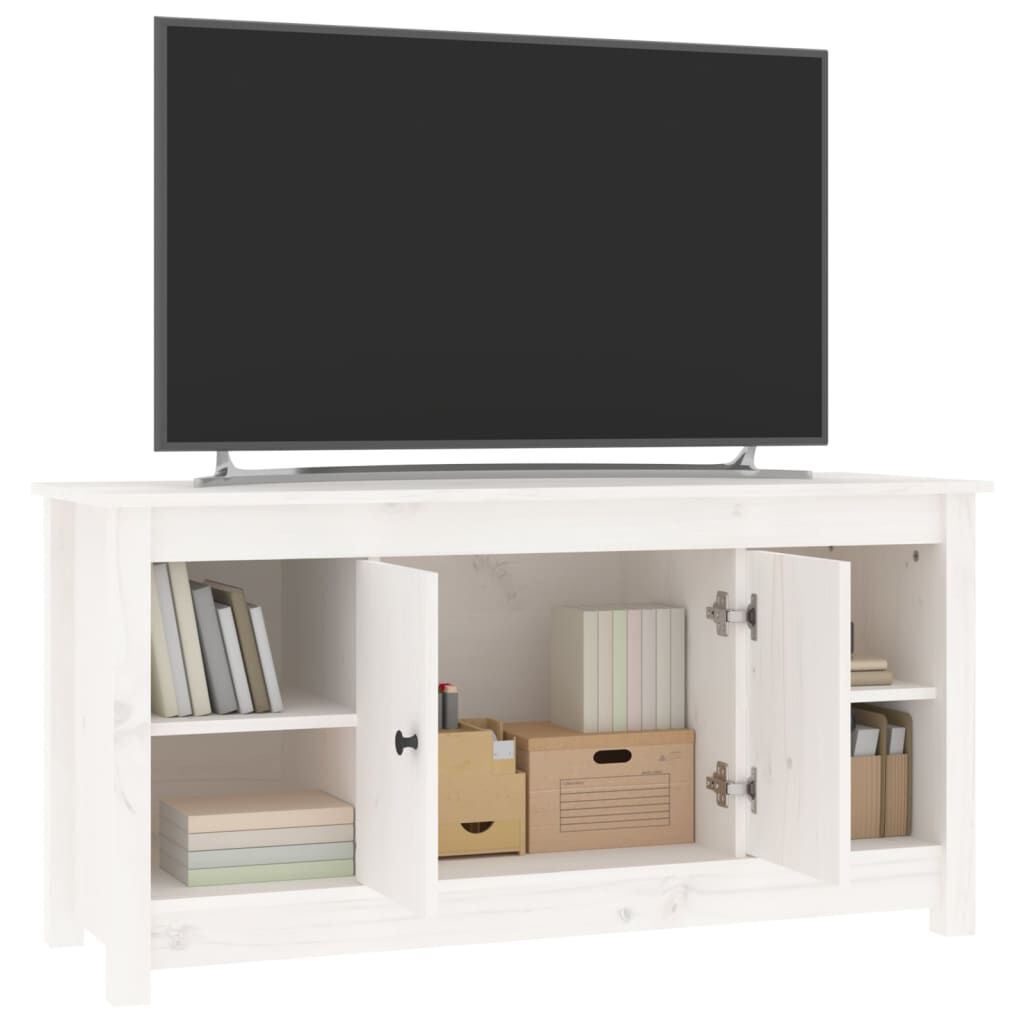 vidaXL Έπιπλο Τηλεόρασης Λευκό 103x36,5x52 εκ. από Μασίφ Ξύλο Πεύκου