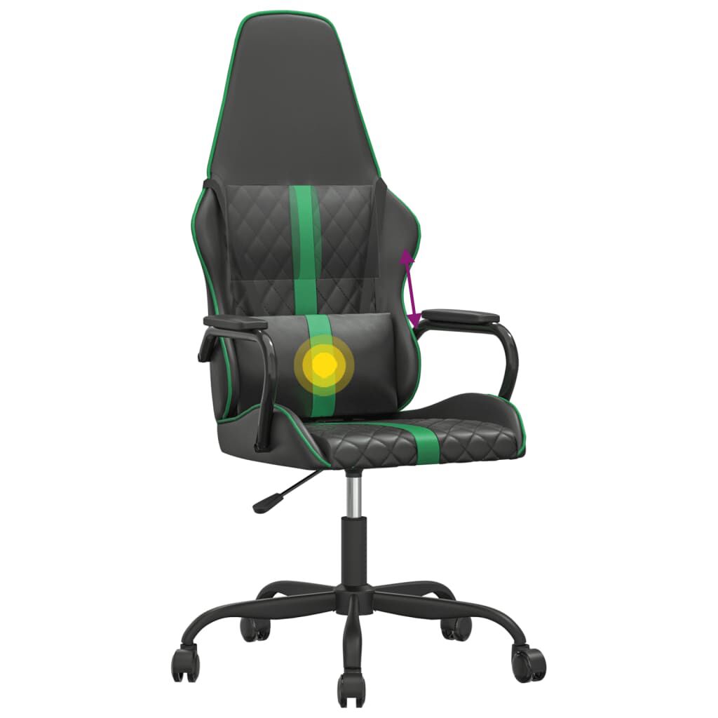 vidaXL Καρέκλα Gaming Μασάζ Πράσινο και Μαύρο από Συνθετικό Δέρμα