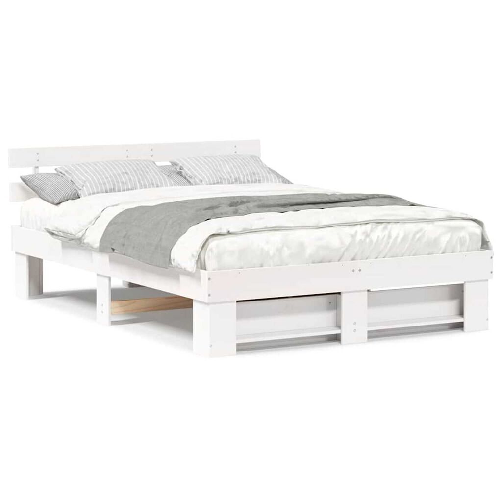 vidaXL Σκελετός Κρεβατιού Λευκό 150 x 200 cm Μασίφ ξύλο πεύκου