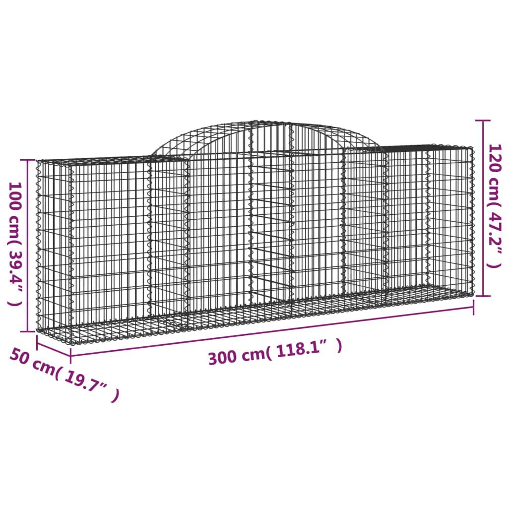 vidaXL Συρματοκιβώτια Τοξωτά 20 τεμ. 300x50x100/120 εκ. Γαλβαν. Ατσάλι