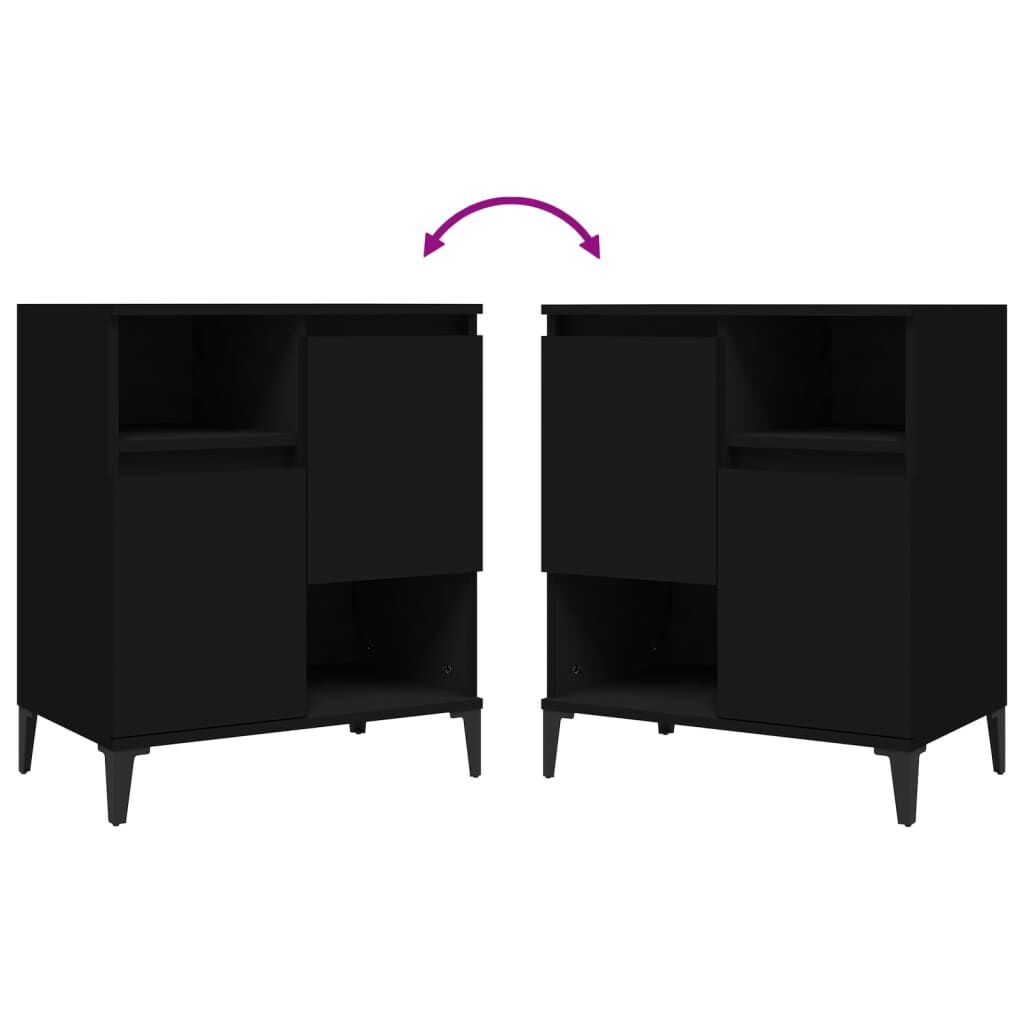 vidaXL Ντουλάπια 2 τεμ. Μαύρα 60x35x70 εκ. Επεξεργασμένο Ξύλο