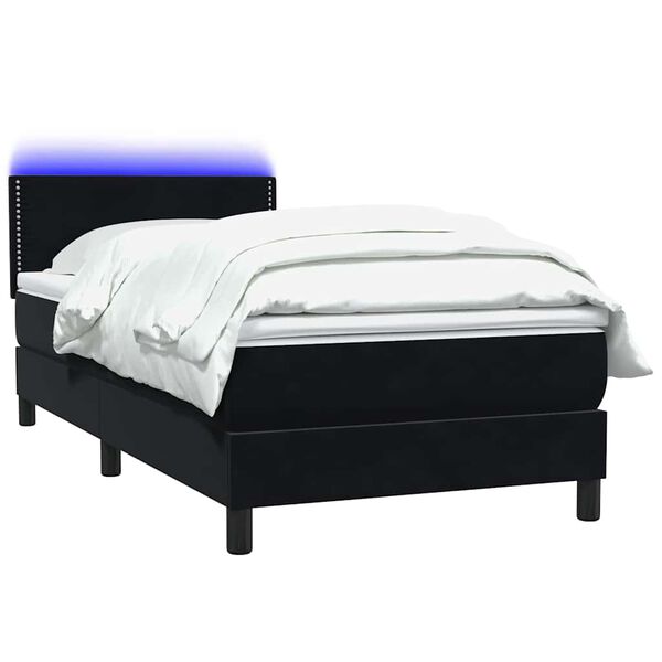 vidaXL &Kappa;&rho;&epsilon;&beta;ά&tau;&iota; Boxspring &mu;&epsilon; &Sigma;&tau;&rho;ώ&mu;&alpha; & LED &Mu;&alpha;ύ&rho;&omicron; 90x220 &epsilon;&kappa;. &Beta;&epsilon;&lambda;&omicron;ύ&delta;&iota;&nu;&omicron;