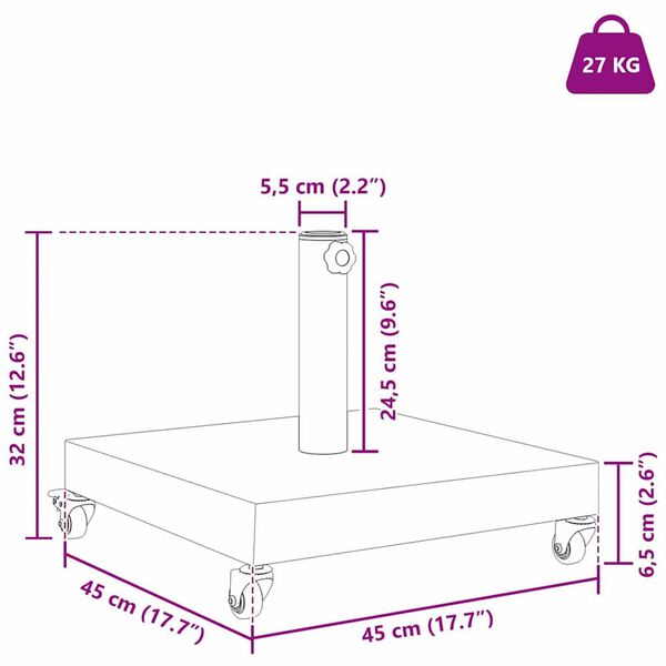 vidaXL Βάσεις ομπρελών εξωτερικού χώρου Μαύρο 45 x 45 x 32 εκ