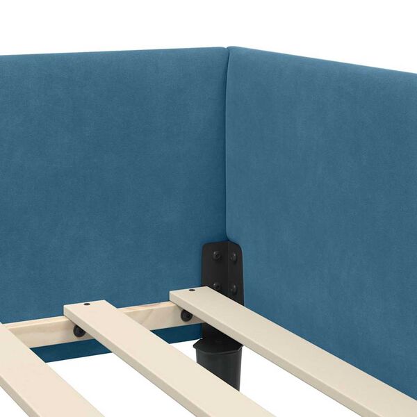 vidaXL Πλαϊνό Κρεβάτι Μπλε 90 x 200 cm Βελούδο και Στιβαρή ξυλεία
