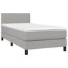 vidaXL Κρεβάτι Boxspring με Στρώμα & LED Αν.Γκρι 90x190 εκ. Υφασμάτινο