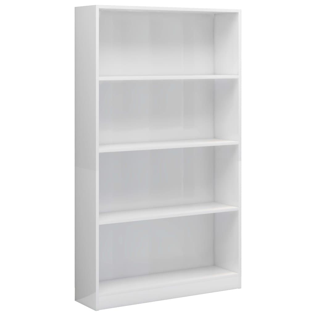 vidaXL Βιβλιοθήκη με 4 Ράφια Γυαλιστερό Λευκό 80x24x142 εκ Επεξ. Ξύλο