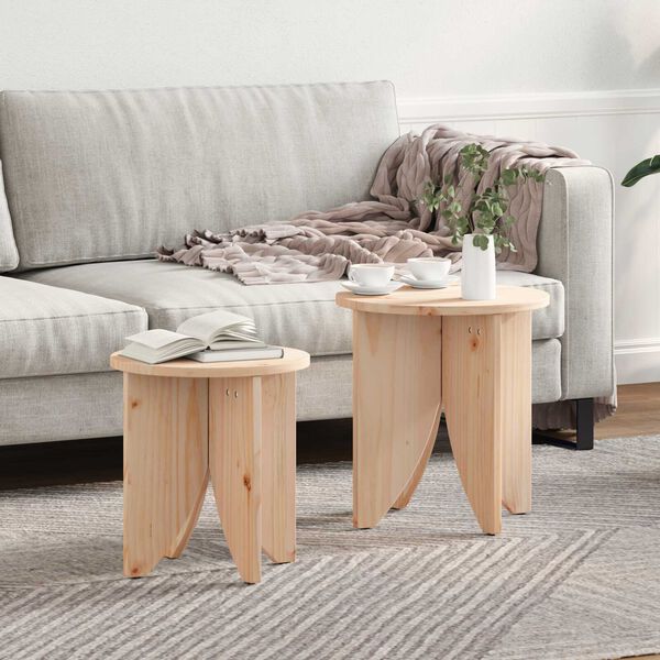 vidaXL Τραπεζάκι σαλονιού 2 pcs Φυσικό 41.5 x 41.5 x 44 cm