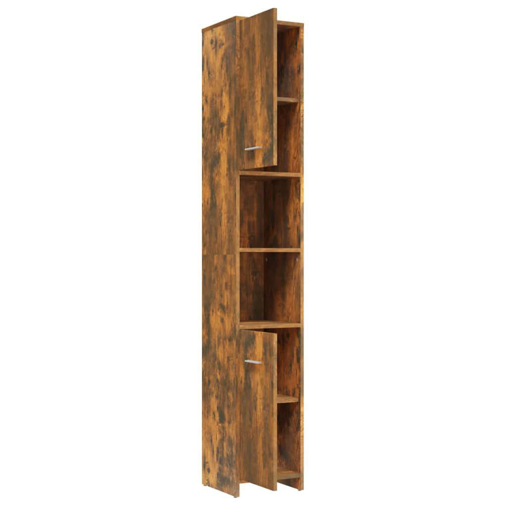 vidaXL Ντουλάπι Μπάνιου Καπνιστή Δρυς 30x30x183,5 εκ. Επεξεργ. Ξύλο