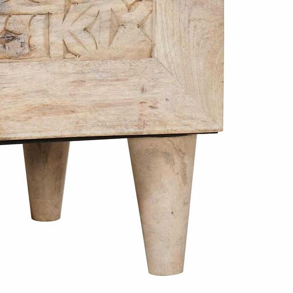 vidaXL Highboard με ράφι Λευκό 40 x 33 x 110 εκ Μασίφ ξύλο μάνγκο