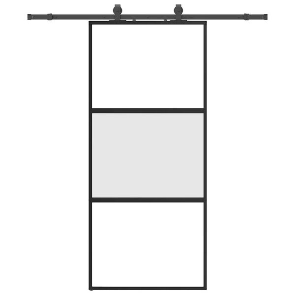 vidaXL Συρόμενη πόρτα με σετ υλικού Μαύρο 90x205 cm γυαλί μετριασμένο