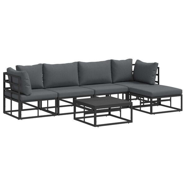 vidaXL Σετ Καναπέ Κήπου 6 pcs Μαύρο 70 x 70 x 32 εκ Αλουμίνιο