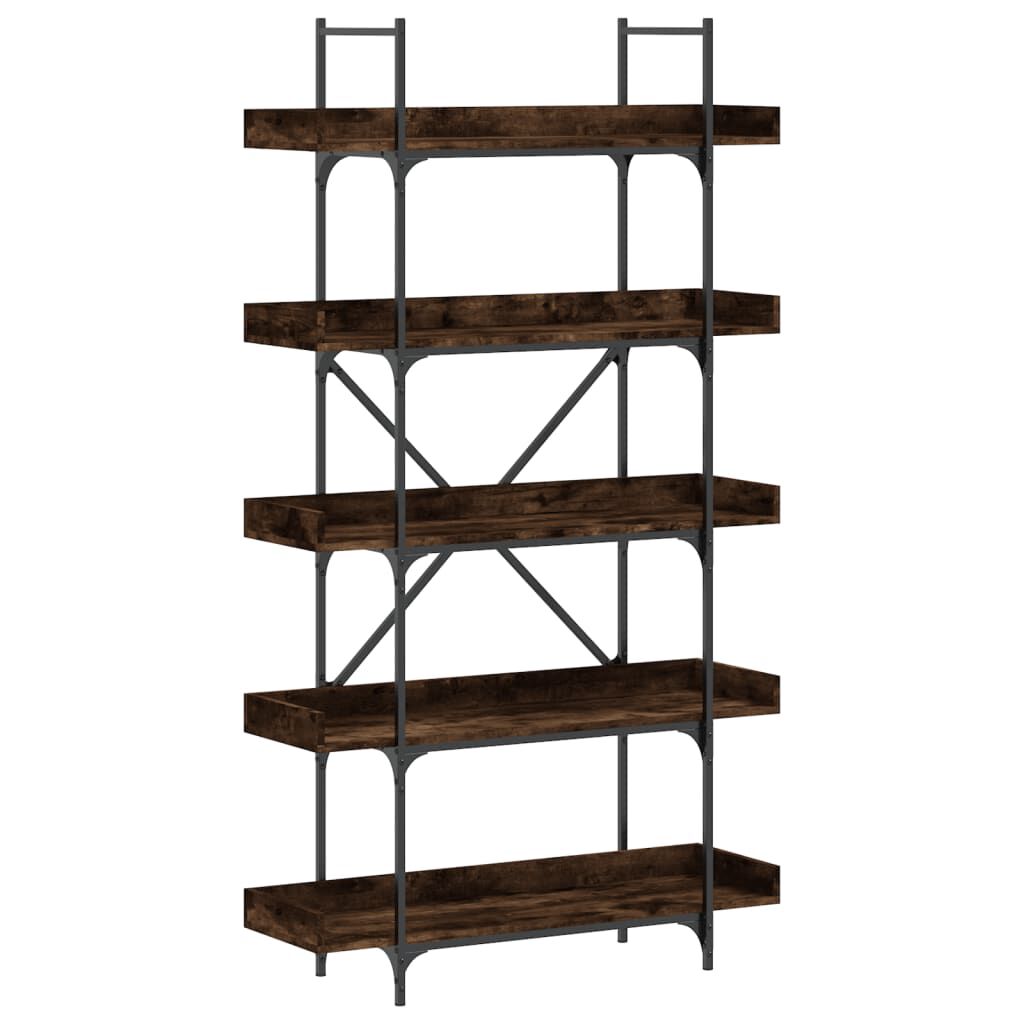 vidaXL Βιβλιοθήκη 5 Επιπέδων Καπνιστή Δρυς 100x33x180,5 εκ. Επεξ. Ξύλο