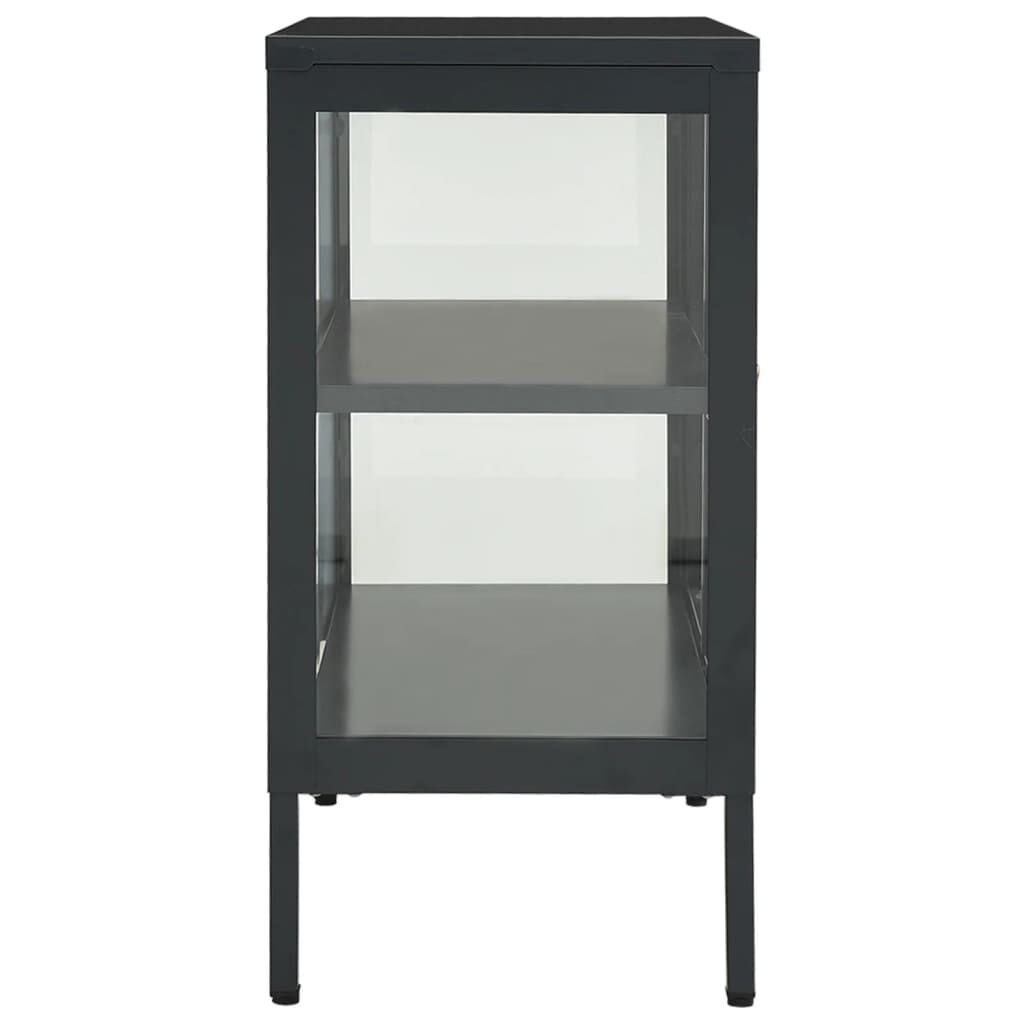 vidaXL Μπουφές Ανθρακί 70 x 35 x 70 εκ. από Ατσάλι και Γυαλί