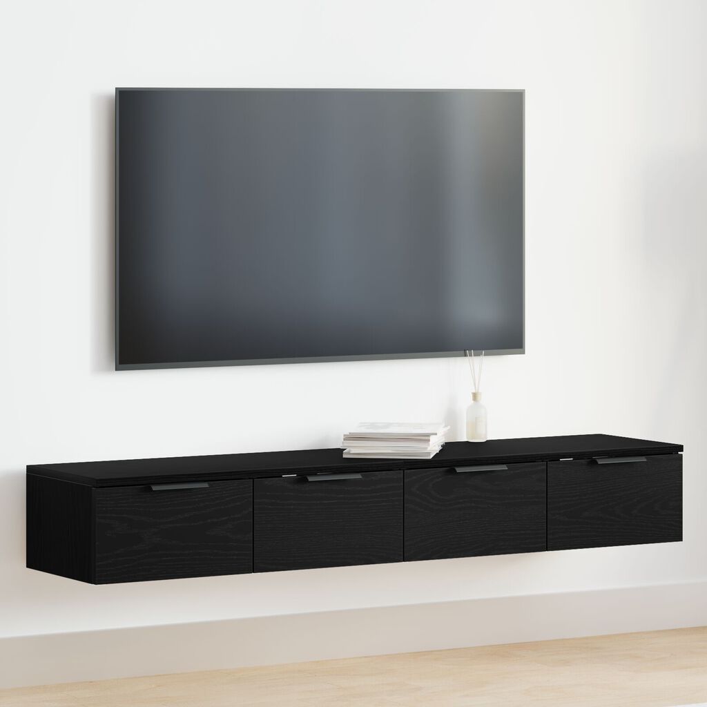 vidaXL Ντουλάπια Τοίχου 2 τεμ Μαύρη Βελανιδιά 68x30x20 εκ Επεξεργασμένο Ξύλο