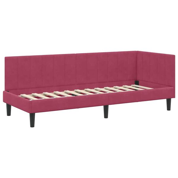 vidaXL Κρεβάτι Γωνίας με κεφαλάρι Μπορντό 80 x 200 cm Βελούδο