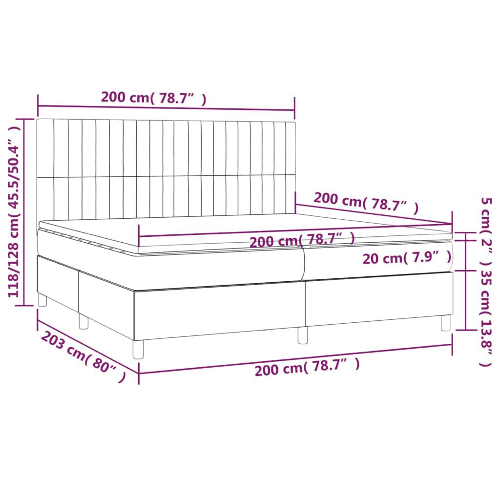 vidaXL Κρεβάτι Boxspring με Στρώμα Σκούρο Πράσινο 200x200εκ. Βελούδινο